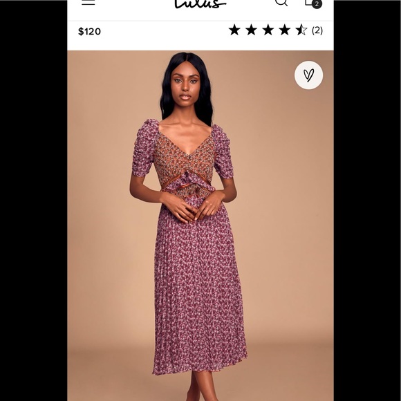 NWOT En Saison Affectionate Purple Floral Print Ruffled Midi Dress! - Picture 5 of 7